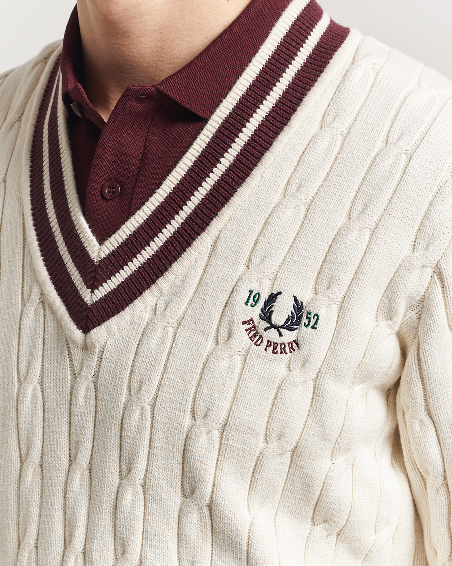 Homme | Pulls Et Tricots | Fred Perry | Cable Knitted Tennis Sweater Ecru