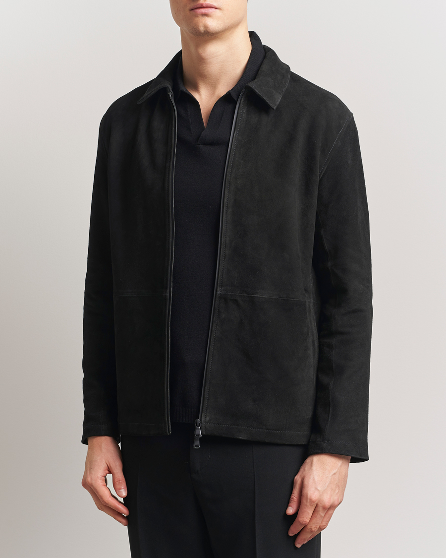 Heren | Jassen | J.Lindeberg | Jonah Suede Overshirt Black