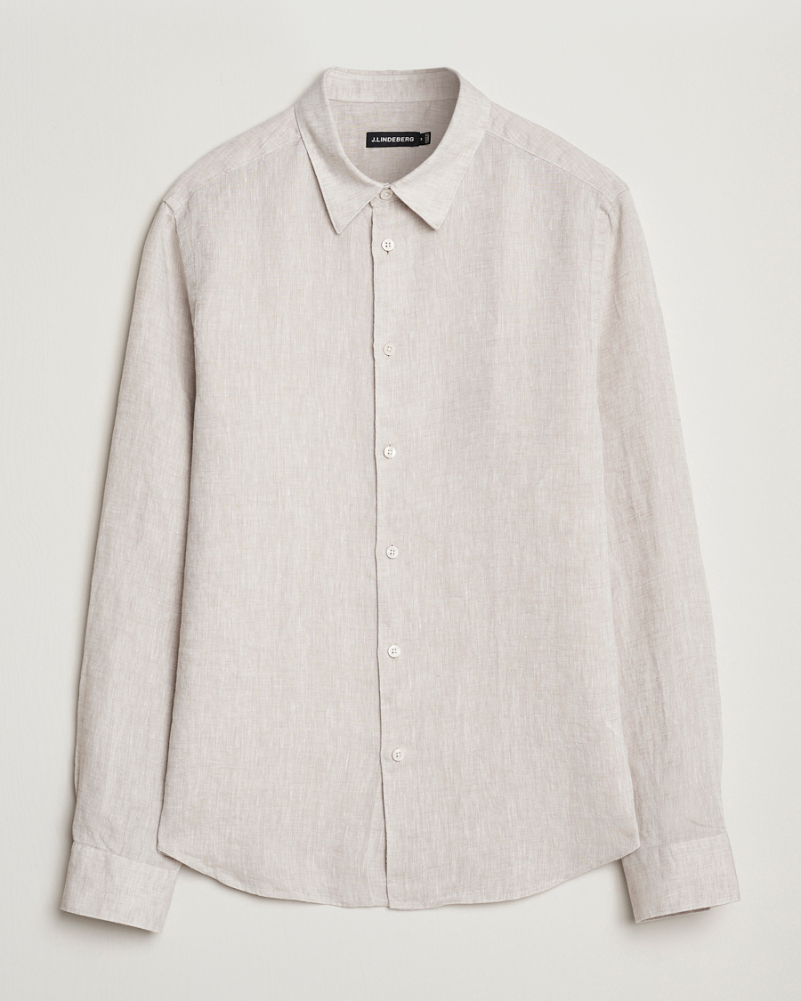 Homme | Chemises | J.Lindeberg | Slim Linen Melange Shirt Moonbeam