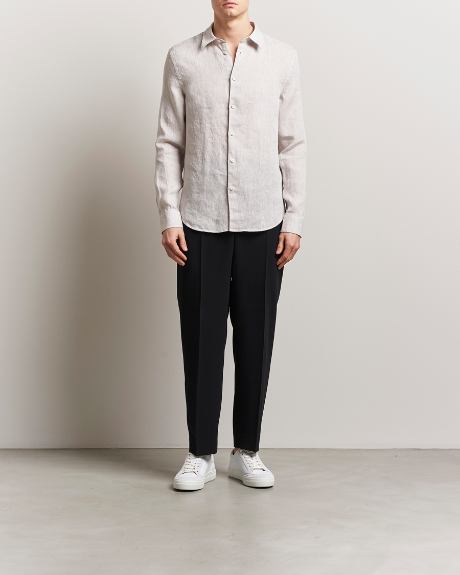 Homme | Chemises | J.Lindeberg | Slim Linen Melange Shirt Moonbeam