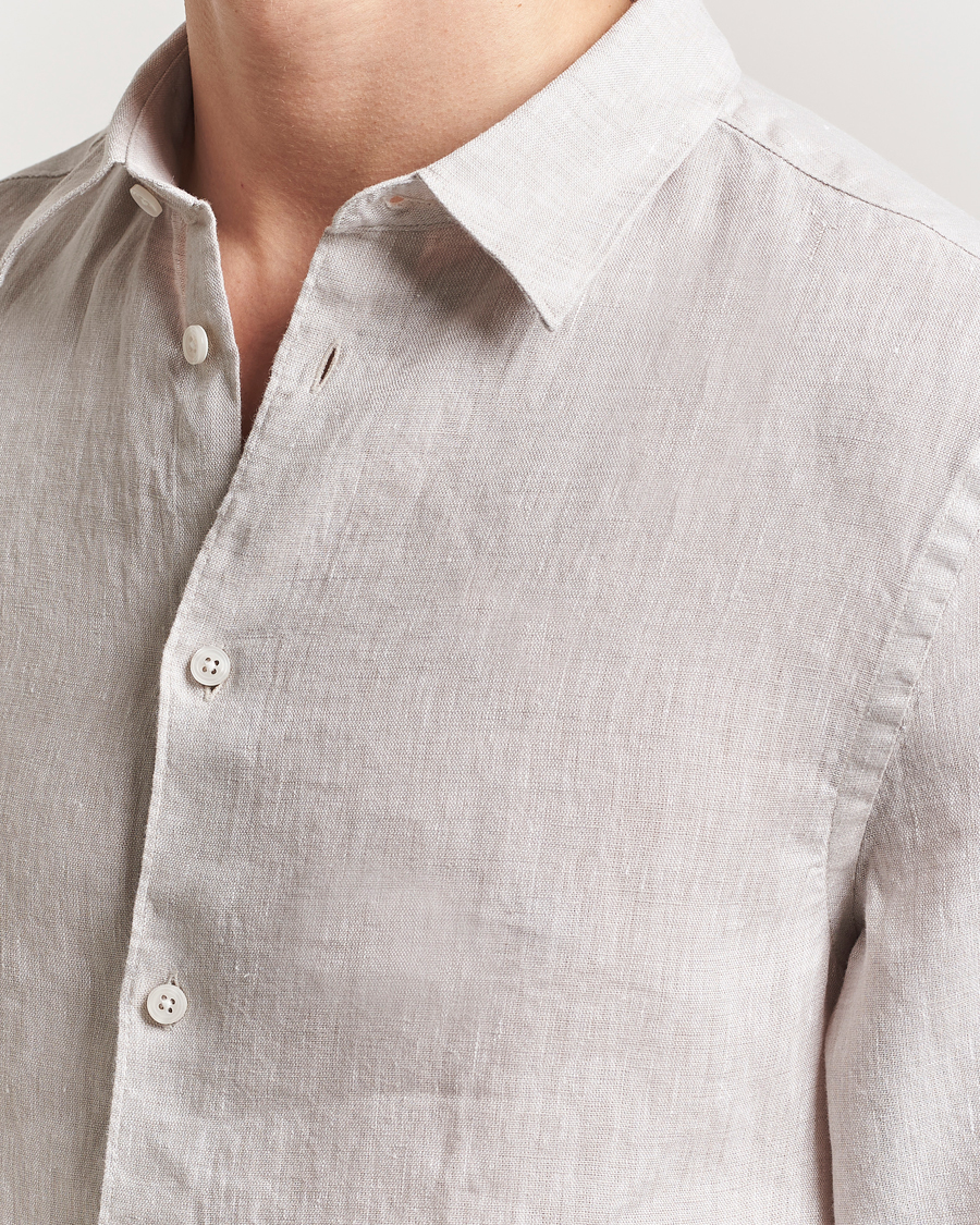 Homme | Chemises | J.Lindeberg | Slim Linen Melange Shirt Moonbeam
