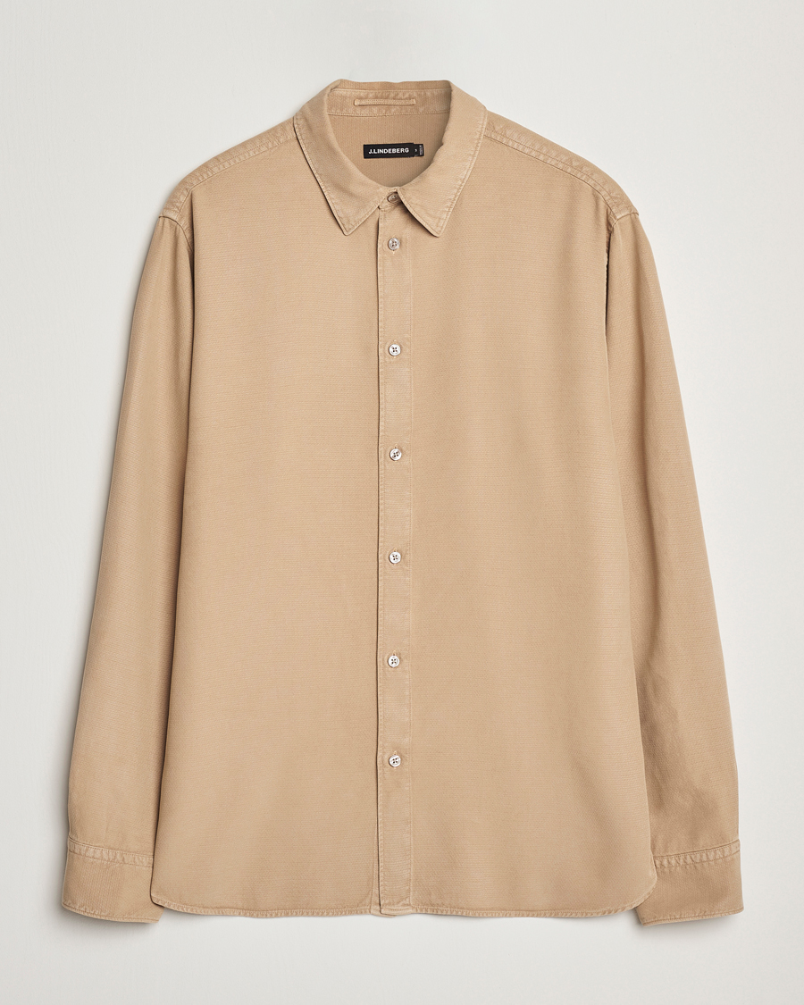 Homme | Chemises | J.Lindeberg | Garment Dyed Structure Tencel Shirt Khaki