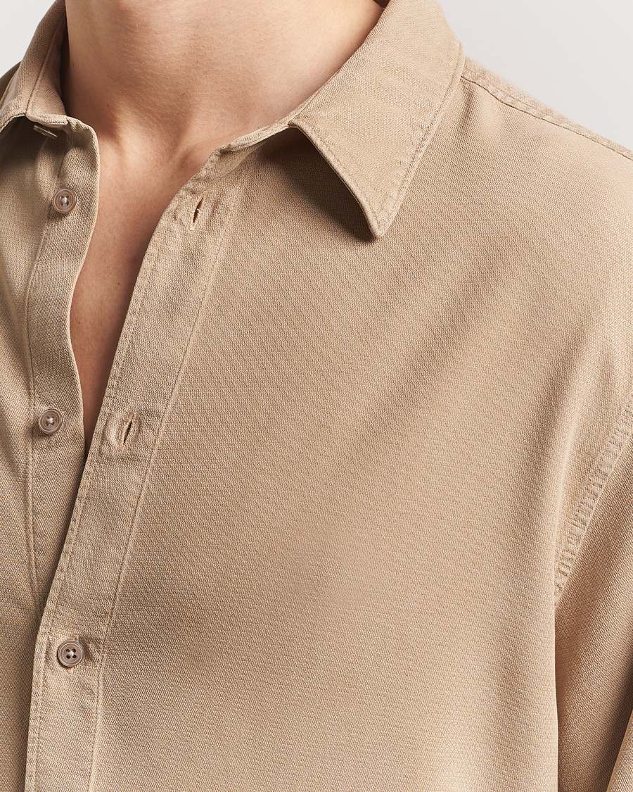 Homme | Chemises | J.Lindeberg | Garment Dyed Structure Tencel Shirt Khaki
