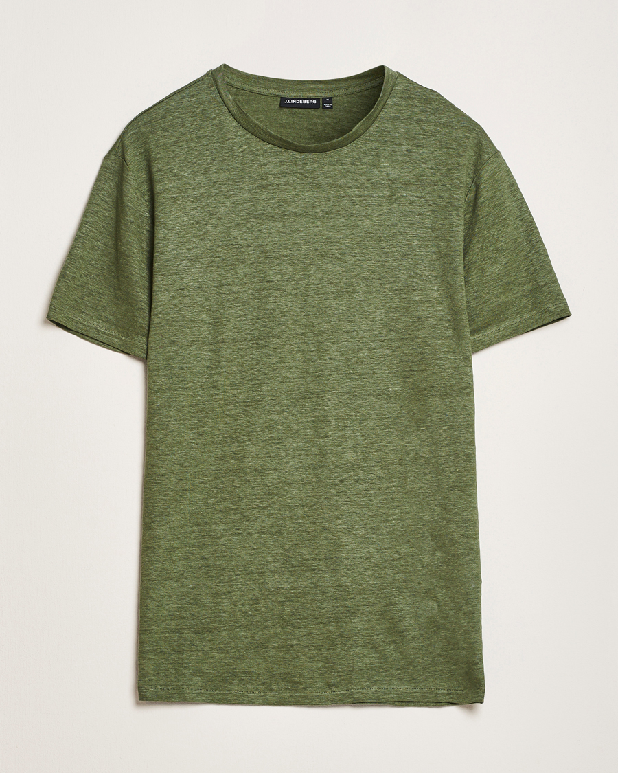 Homme | T-shirts | J.Lindeberg | Coma Linen T-Shirt Olivinie