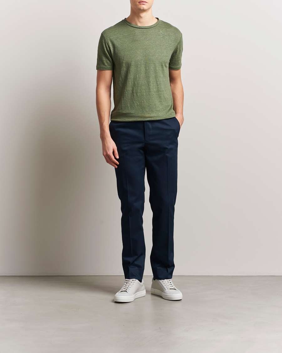 Homme | T-shirts | J.Lindeberg | Coma Linen T-Shirt Olivinie