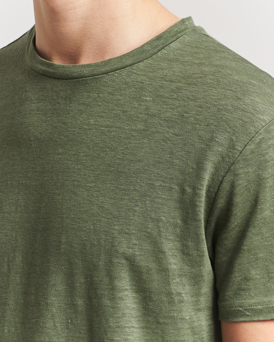 Homme | T-shirts | J.Lindeberg | Coma Linen T-Shirt Olivinie