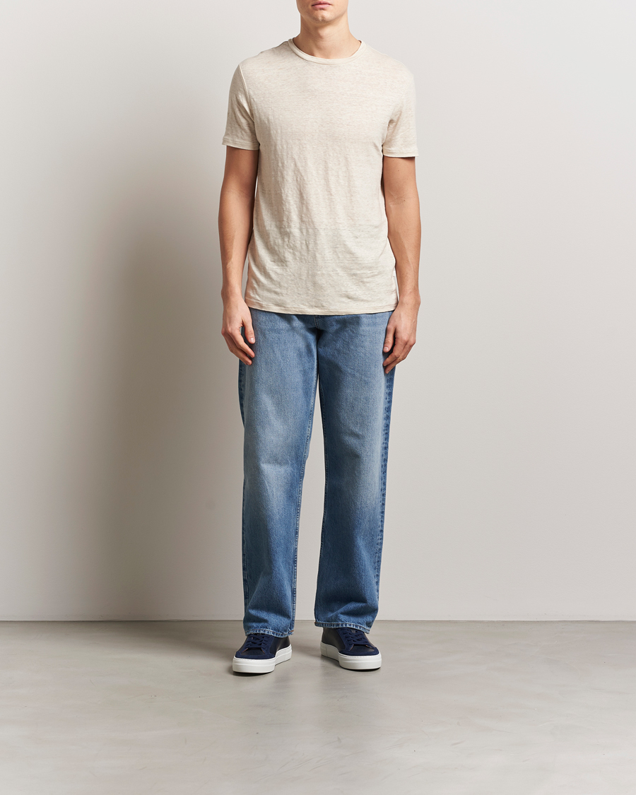 Heren | T-shirts | J.Lindeberg | Coma Linen T-Shirt Moonbeam