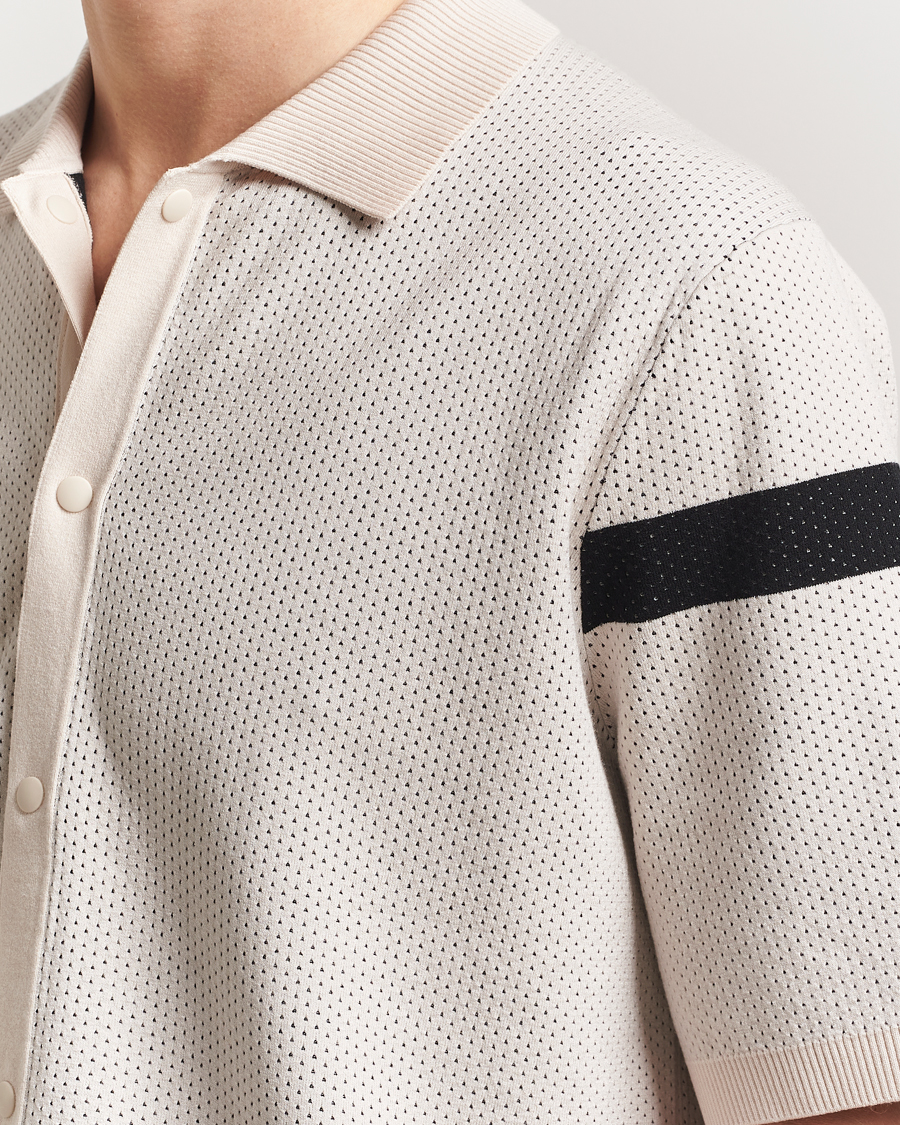 Heren | Overhemden | J.Lindeberg | Rayne Short Sleeve Knitted Shirt Moonbeam