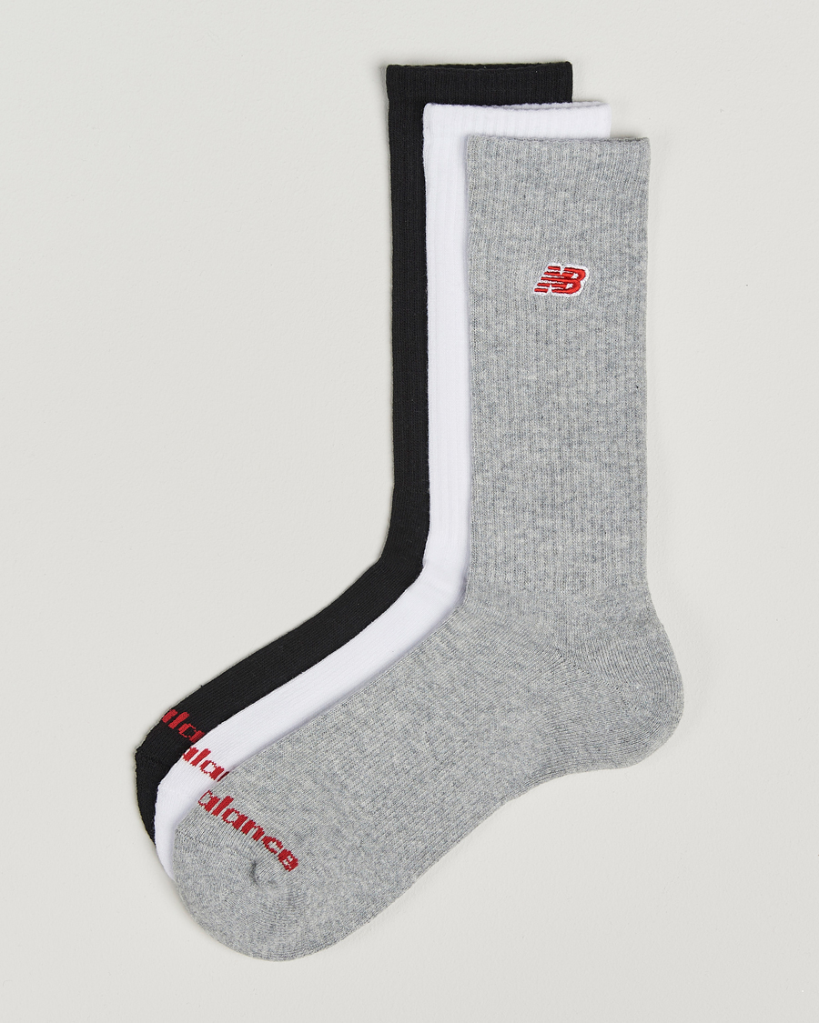 Homme | Sous-Vêtements Et Chaussettes | New Balance | 3-Pack Patch Logo Socks White/Grey/Black