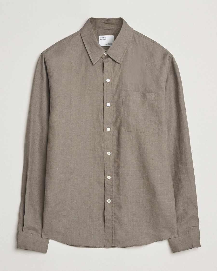 Homme | Chemises | Colorful Standard | Garment Dyed Linen Shirt Dusty Olive