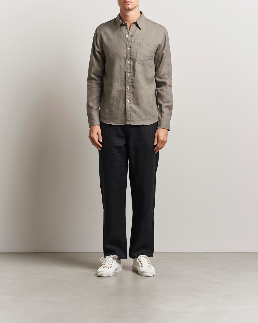 Homme | Chemises | Colorful Standard | Garment Dyed Linen Shirt Dusty Olive