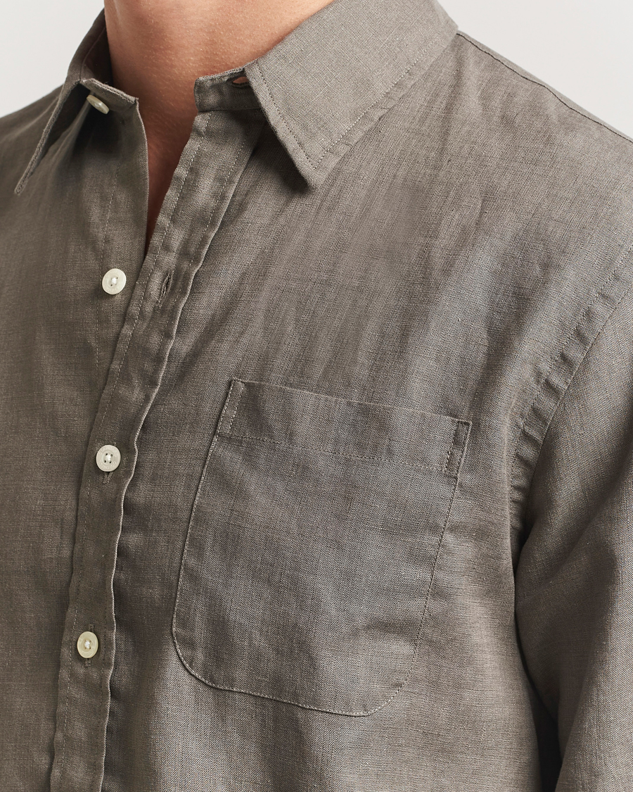 Homme | Chemises | Colorful Standard | Garment Dyed Linen Shirt Dusty Olive