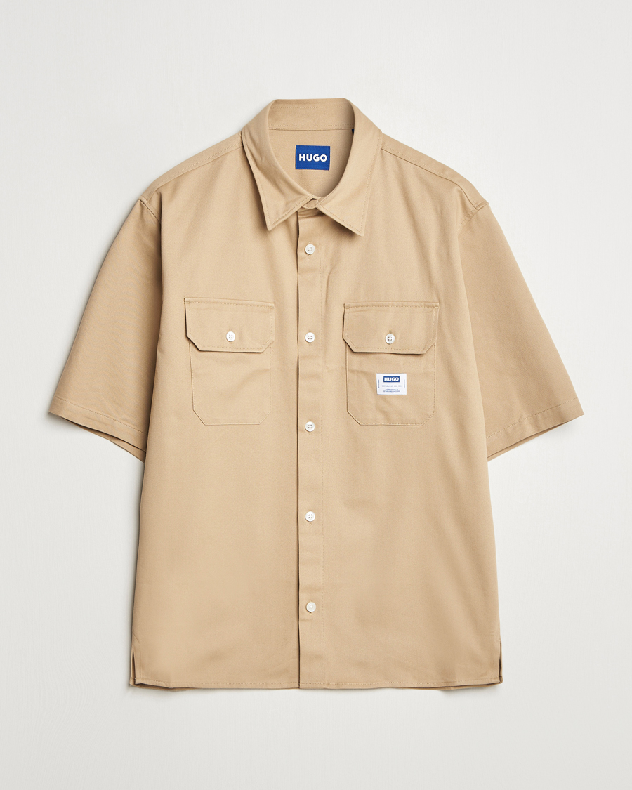 Heren | Overhemden | HUGO | Ekyno Short Sleeve Shirt Medium Beige