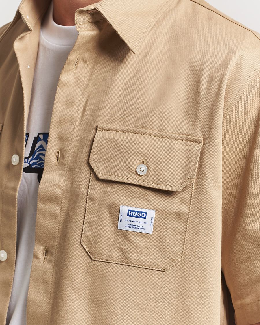 Heren | Overhemden | HUGO | Ekyno Short Sleeve Shirt Medium Beige