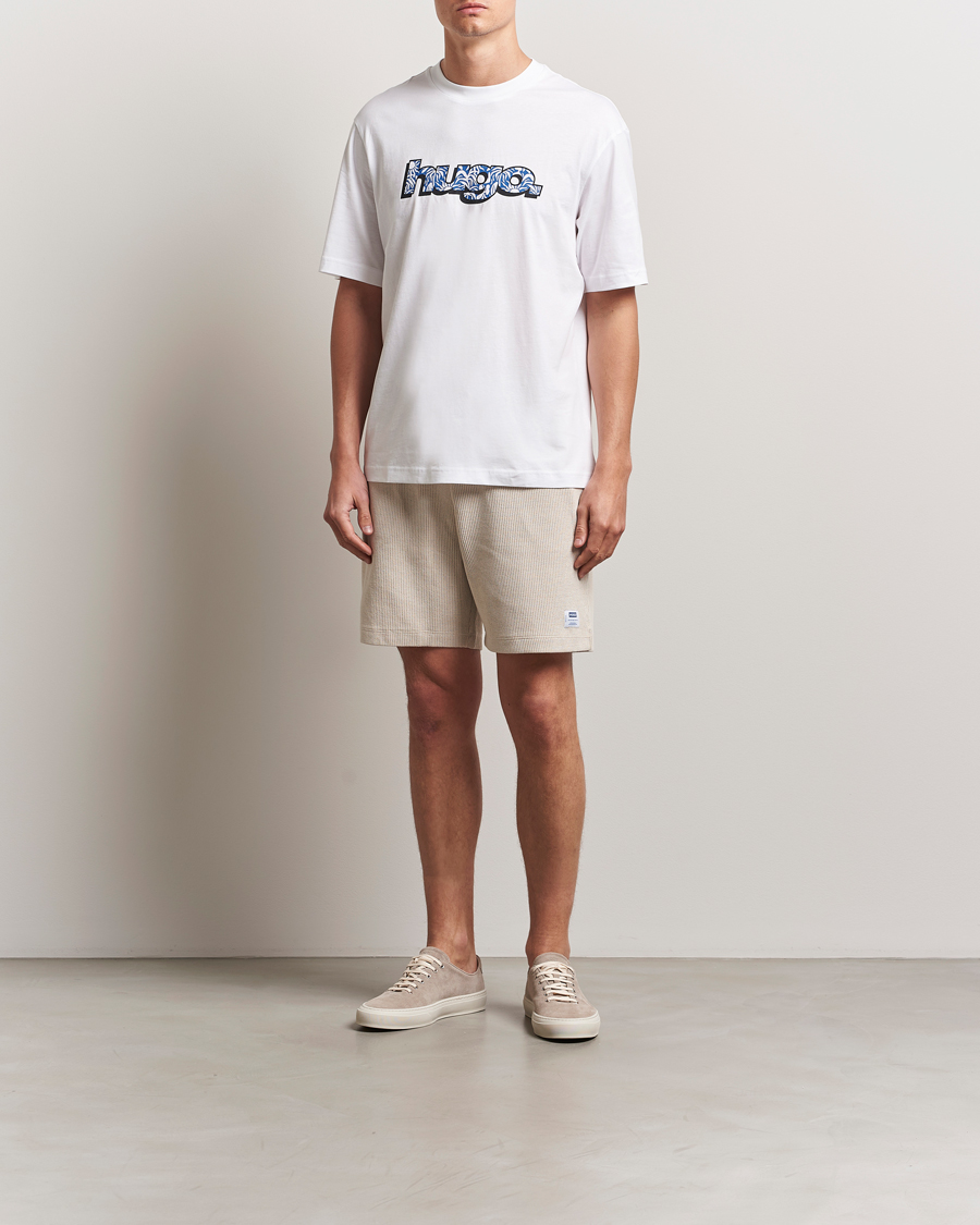 Heren | Korte broek | HUGO | Nuwfallo Waffle Sweatshorts Open White