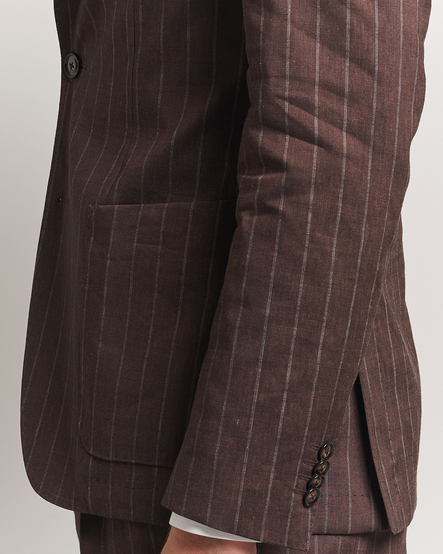Homme | Costumes | BOSS BLACK | Hanry Wool Pinstriped Suit Dark Brown
