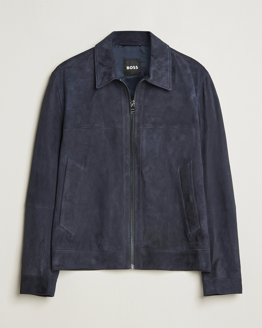 Heren | Jassen | BOSS BLACK | Malbano Suede Jacket Dark Blue