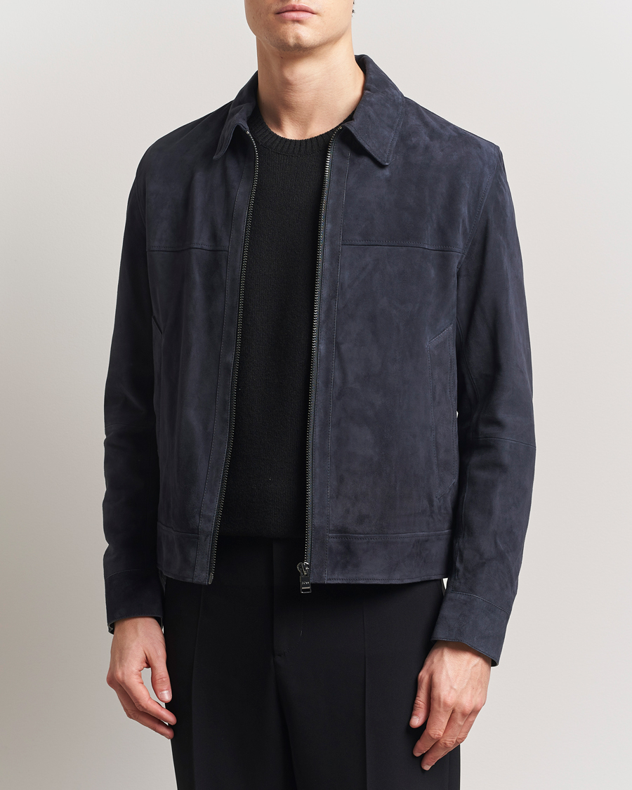 Heren | Jassen | BOSS BLACK | Malbano Suede Jacket Dark Blue