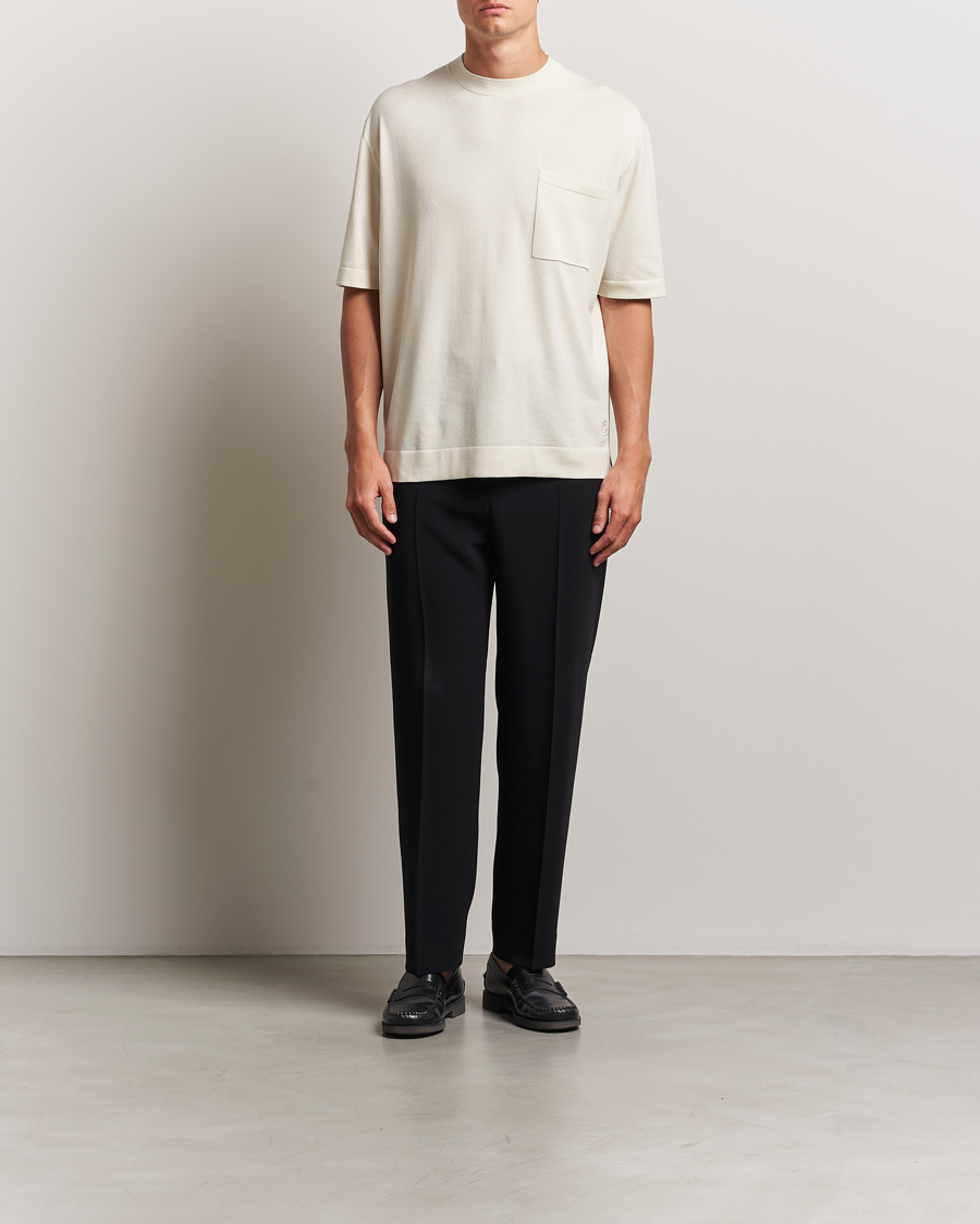 Heren | T-shirts | BOSS BLACK | Jervaiso Cotton/Silk Knitted T-Shirt Open White