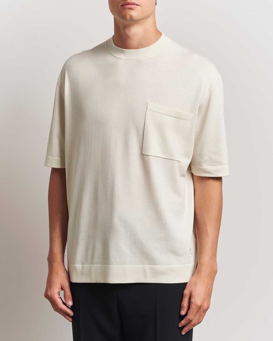 Heren | T-shirts | BOSS BLACK | Jervaiso Cotton/Silk Knitted T-Shirt Open White