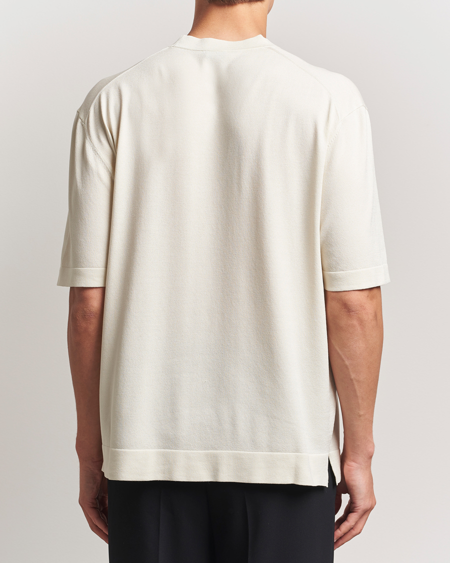 Heren | T-shirts | BOSS BLACK | Jervaiso Cotton/Silk Knitted T-Shirt Open White