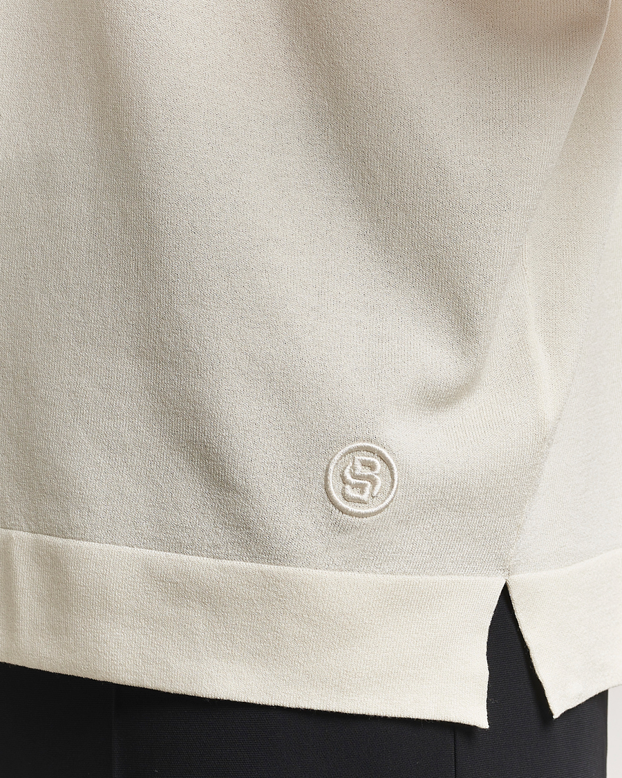Heren | T-shirts | BOSS BLACK | Jervaiso Cotton/Silk Knitted T-Shirt Open White