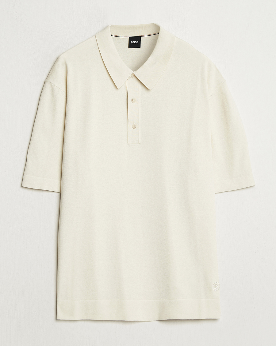 Heren | Polo's | BOSS BLACK | Jervasoni Cotton/Silk Knitted Polo Open White