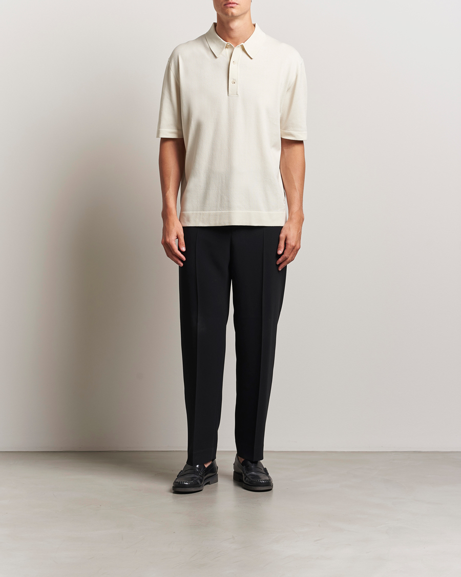 Heren | Polo's | BOSS BLACK | Jervasoni Cotton/Silk Knitted Polo Open White