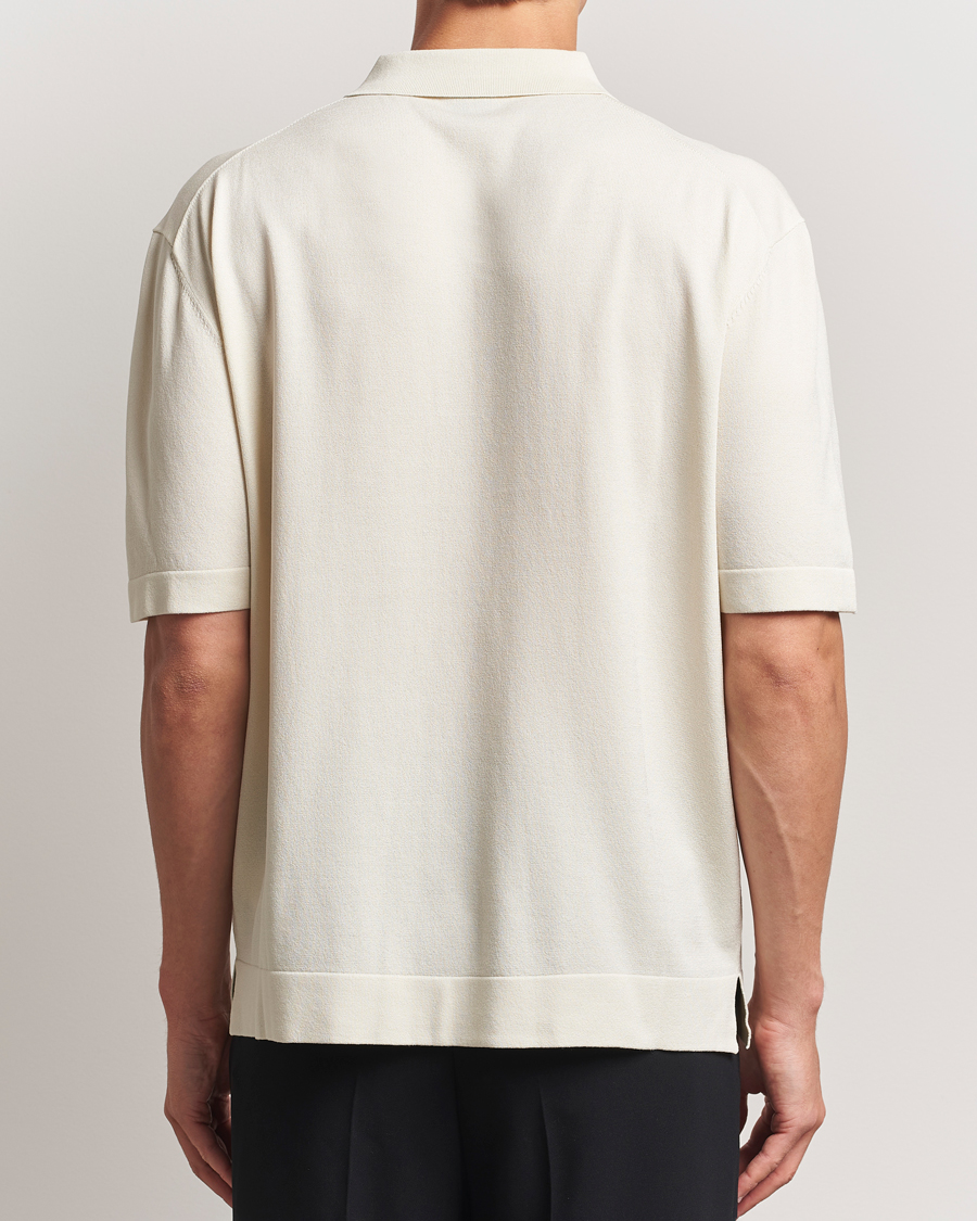 Heren | Polo's | BOSS BLACK | Jervasoni Cotton/Silk Knitted Polo Open White