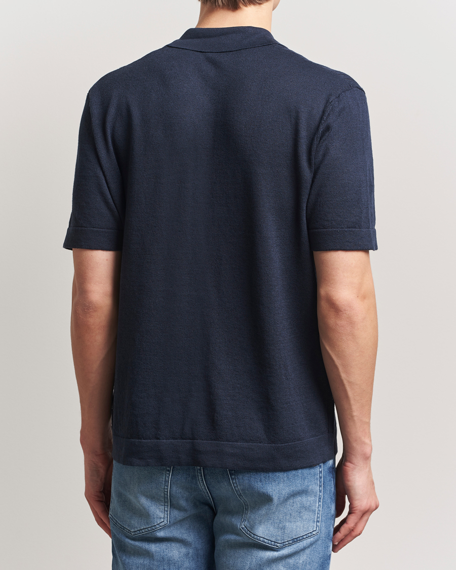 Heren | Overhemden | BOSS ORANGE | Kamicino Knitted Short Sleeve Shirt Dark Blue