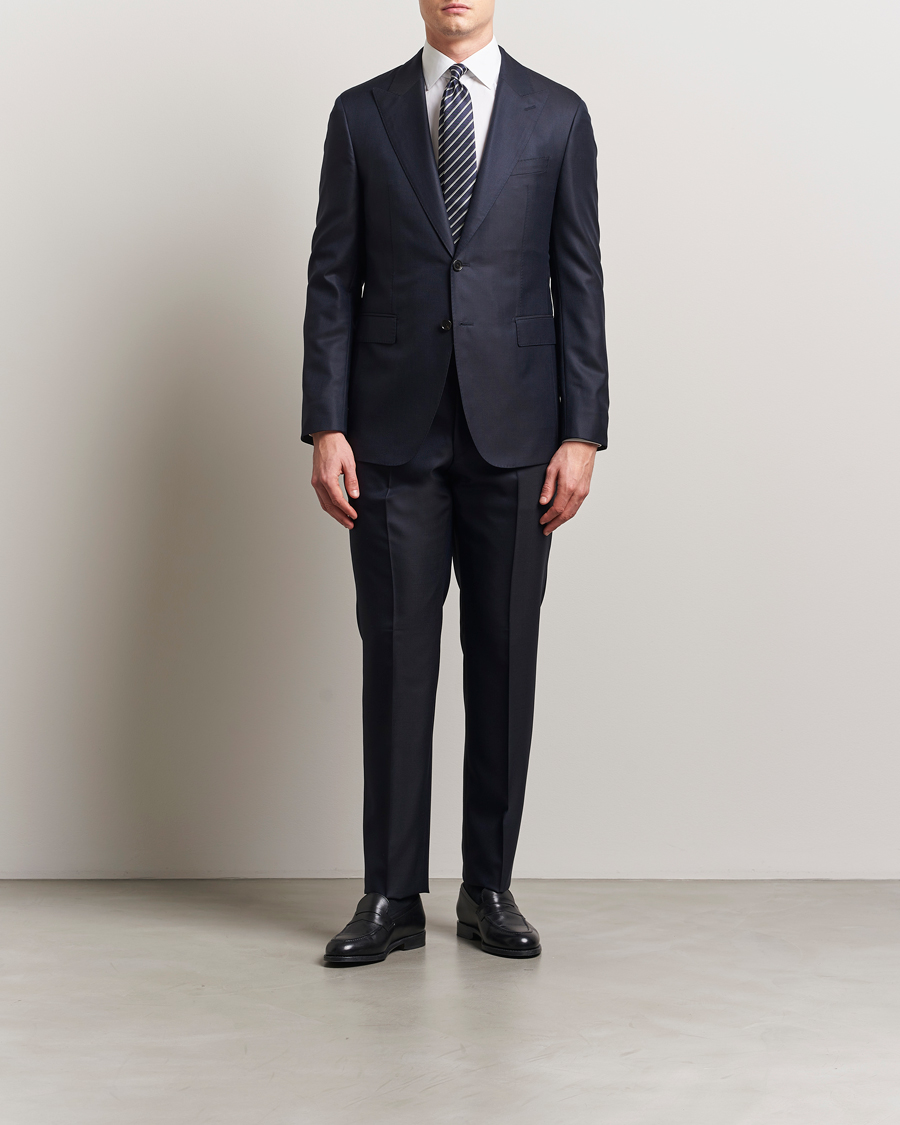 Heren | Pakken | BOSS CAMEL | Harvers Cotton/Silk Suit Dark Blue
