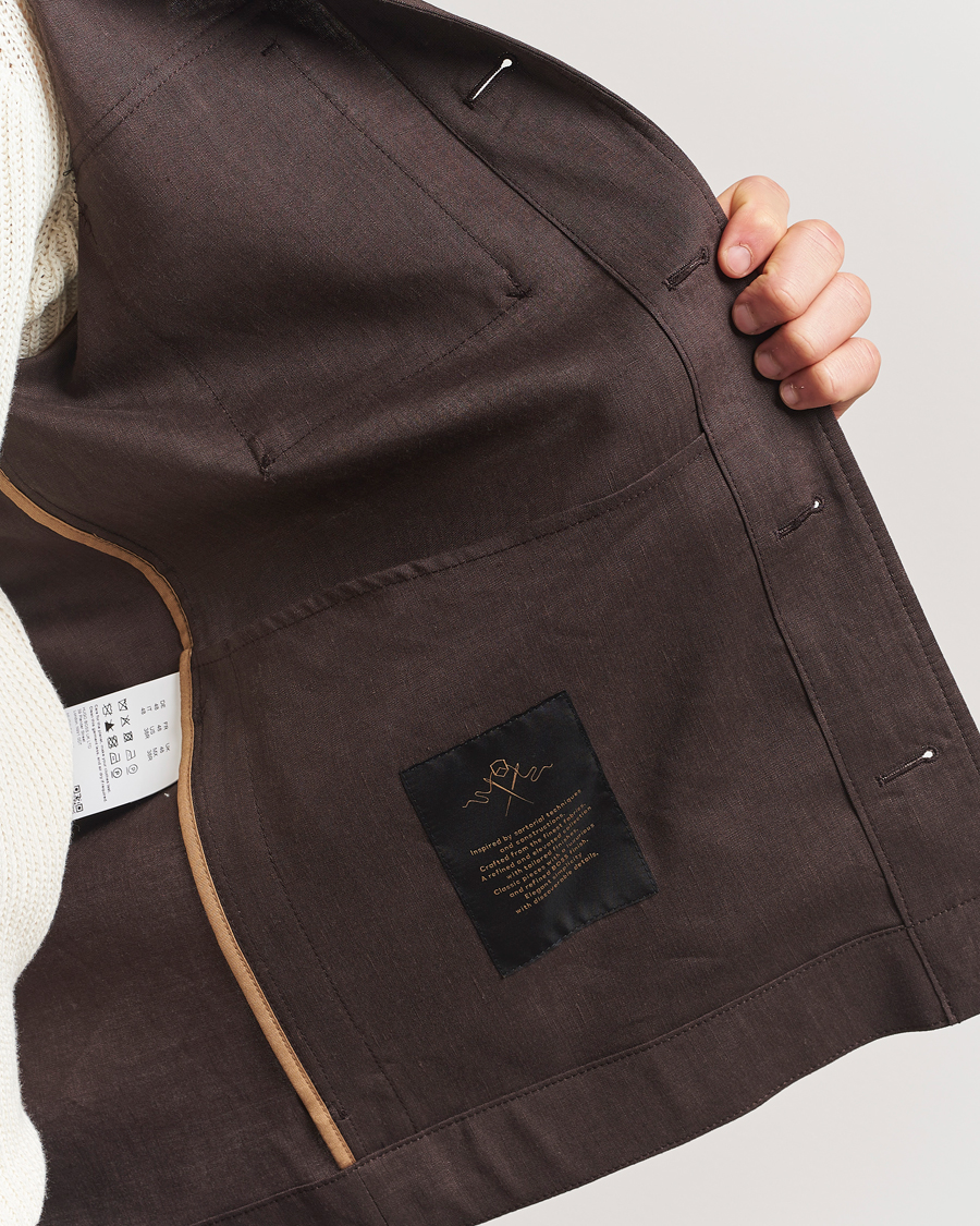 Homme | Manteaux Et Vestes | BOSS CAMEL | Corvin Linen Shirt Jacket Dark Brown