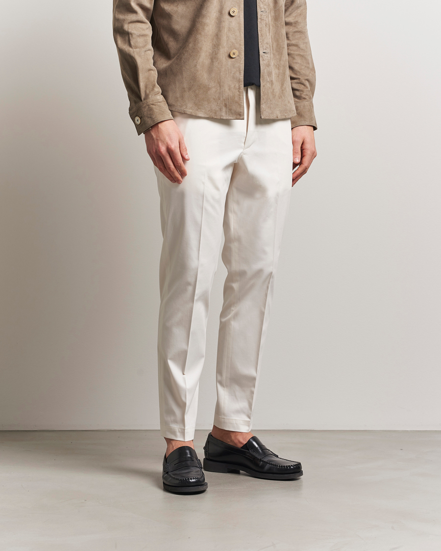 Homme | Pantalons | BOSS CAMEL | Kaiton Cotton Pleated Trousers Open White