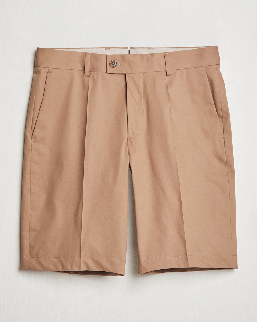 Homme | Shorts | BOSS CAMEL | Peet Cotton Pleated Shorts Open Beige