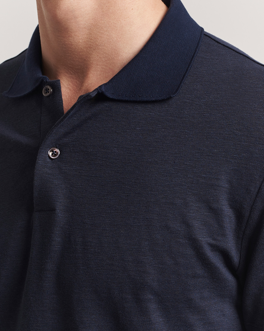 Homme | Polos | BOSS CAMEL | Perry Linen Polo Dark Blue