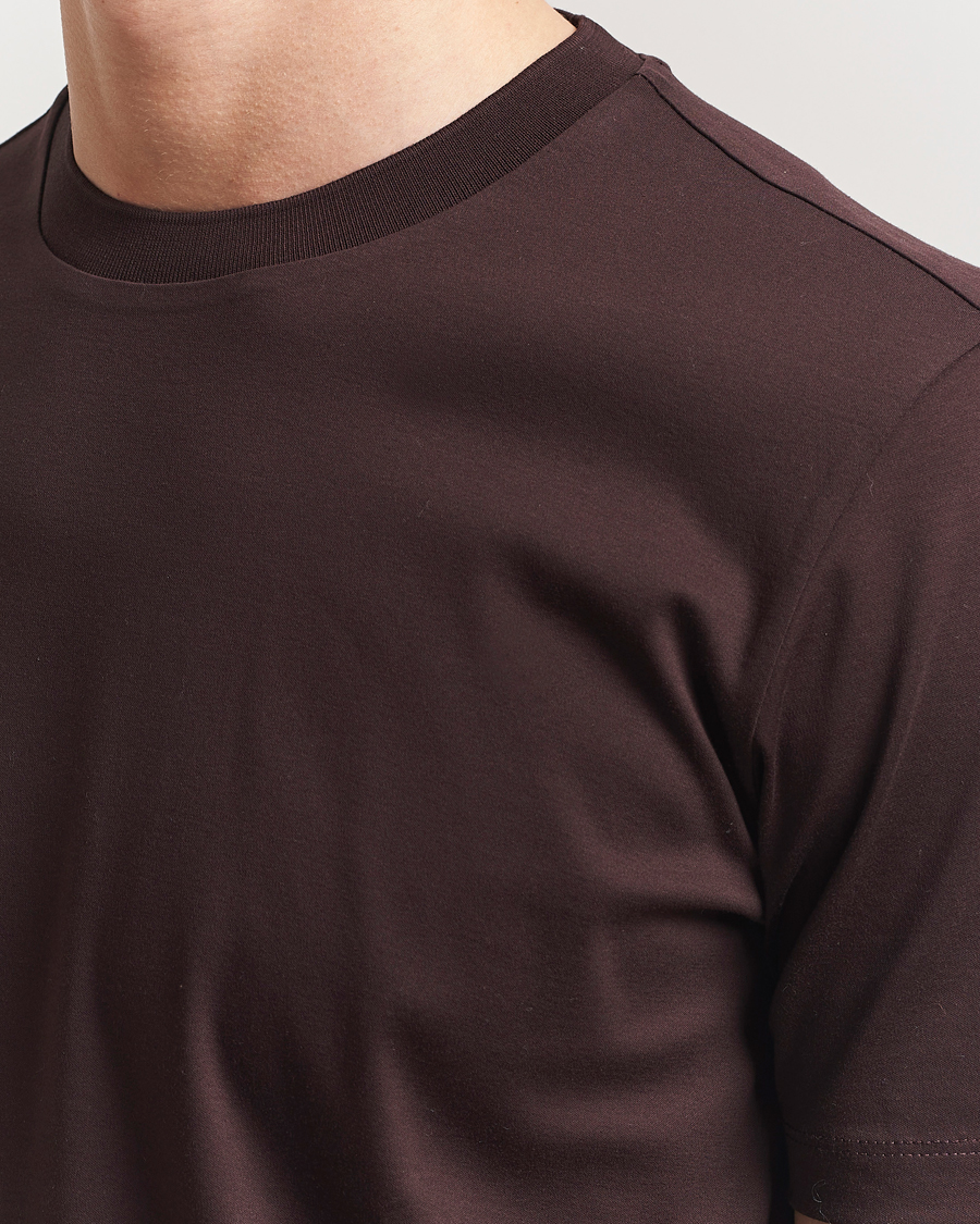 Homme | T-shirts | BOSS CAMEL | Tesar Cotton Knitted T-Shirt Dark Brown