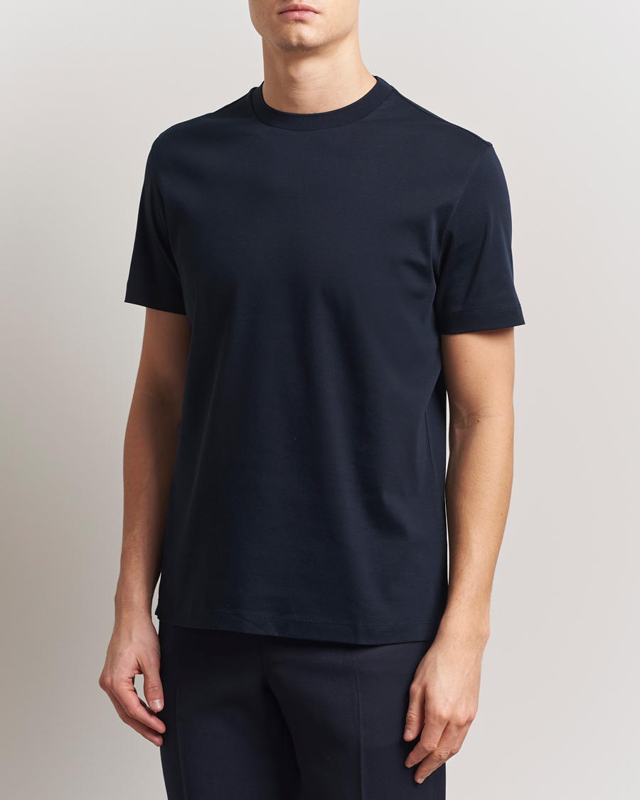 Homme | T-shirts | BOSS CAMEL | Tesar Cotton Knitted T-Shirt Dark Blue