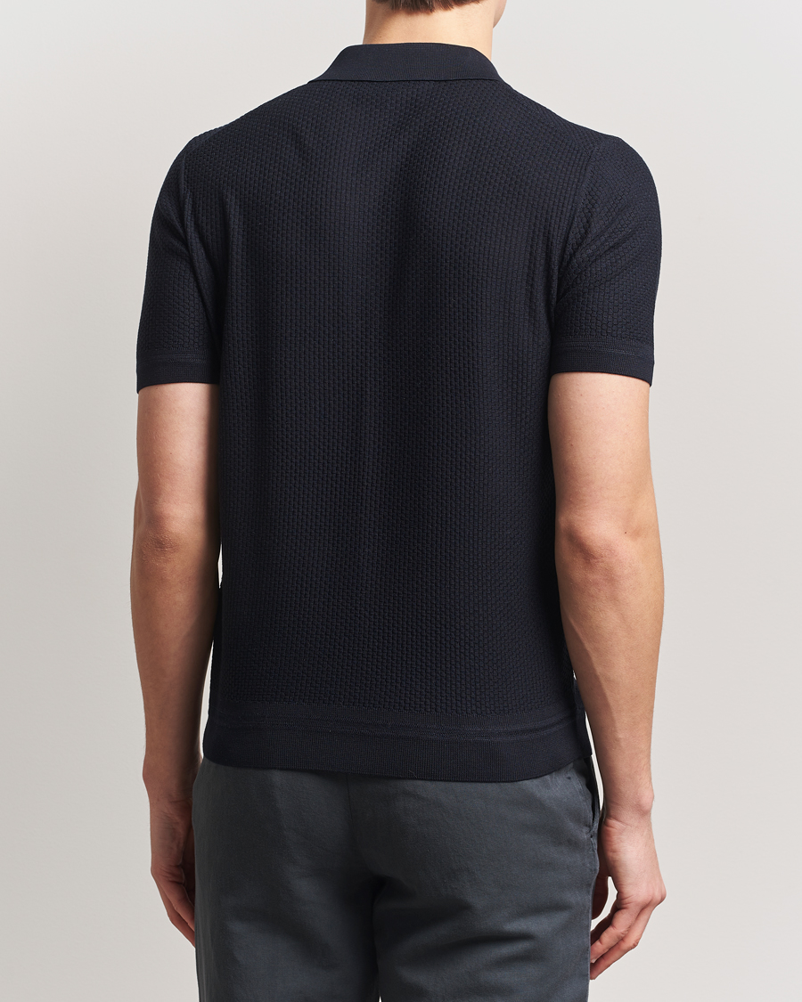 Homme | Polos | BOSS CAMEL | Jeffrey Silk Knitted Polo Dark Blue