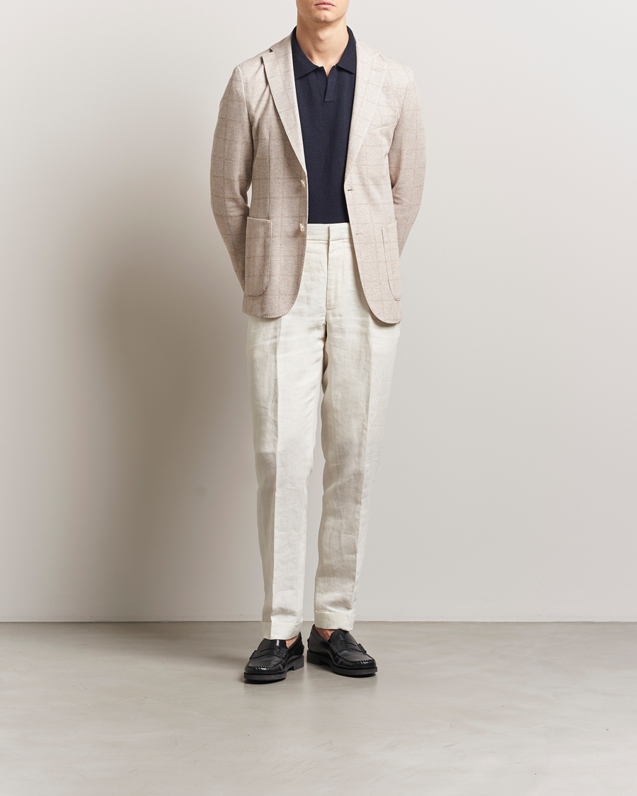 Heren | Blazers | BOSS BLACK | Hanry Checked Jersey Patch Pocket Blazer Open White