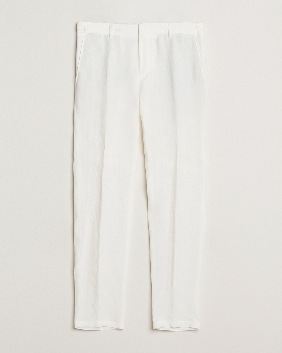 Heren | Broeken | BOSS BLACK | Genius Pleated Linen Trousers White