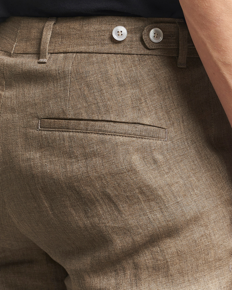Homme | Pantalons | BOSS BLACK | Genius Pleated Linen Trousers Dark Brown