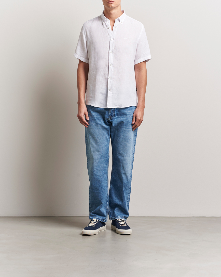 Heren | Overhemden | BOSS BLACK | Liam Linen Short Sleeve Shirt White