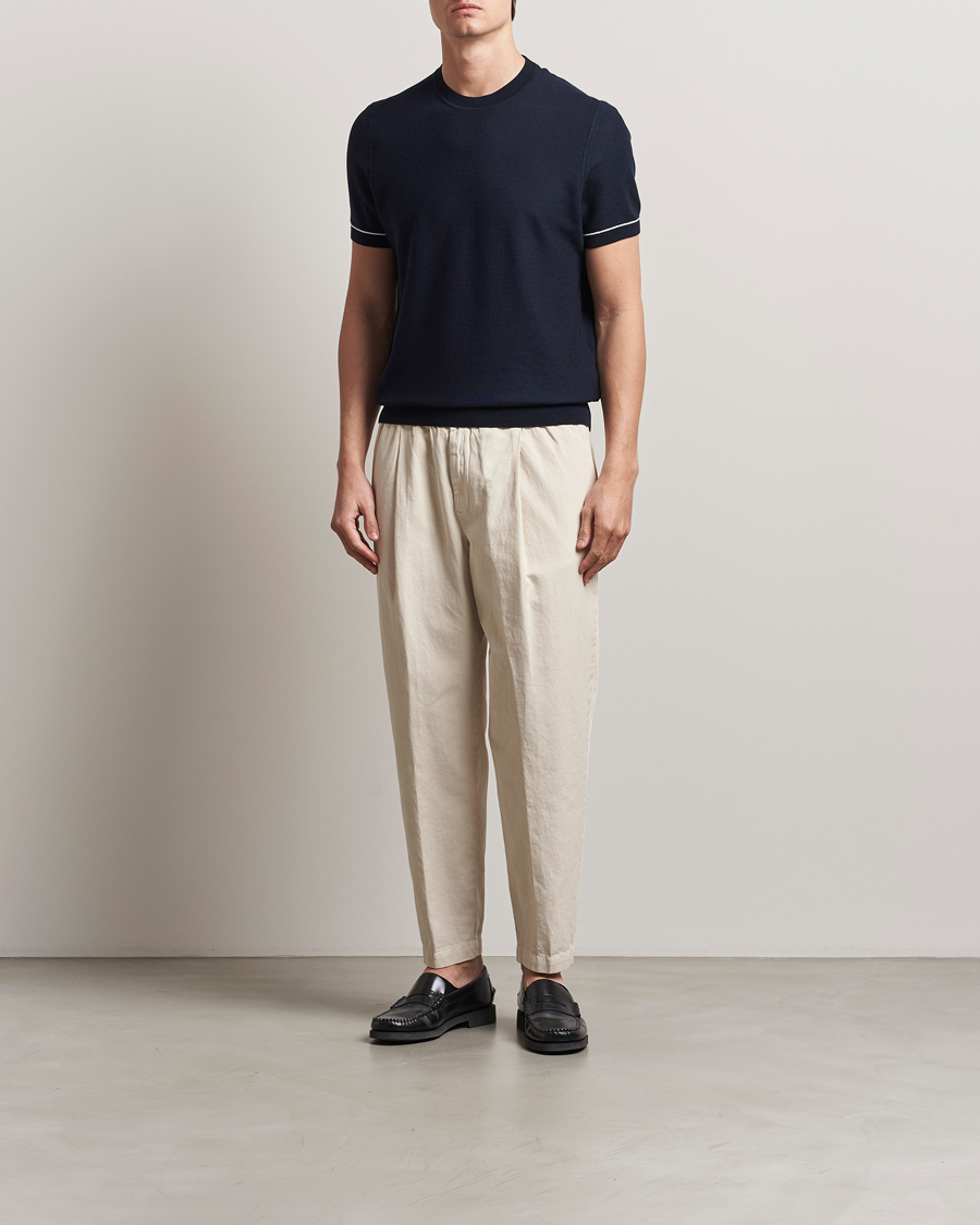 Heren | T-shirts | BOSS BLACK | Jianfranco Cotton/Viscose Knitted T-Shirt Dark Blue