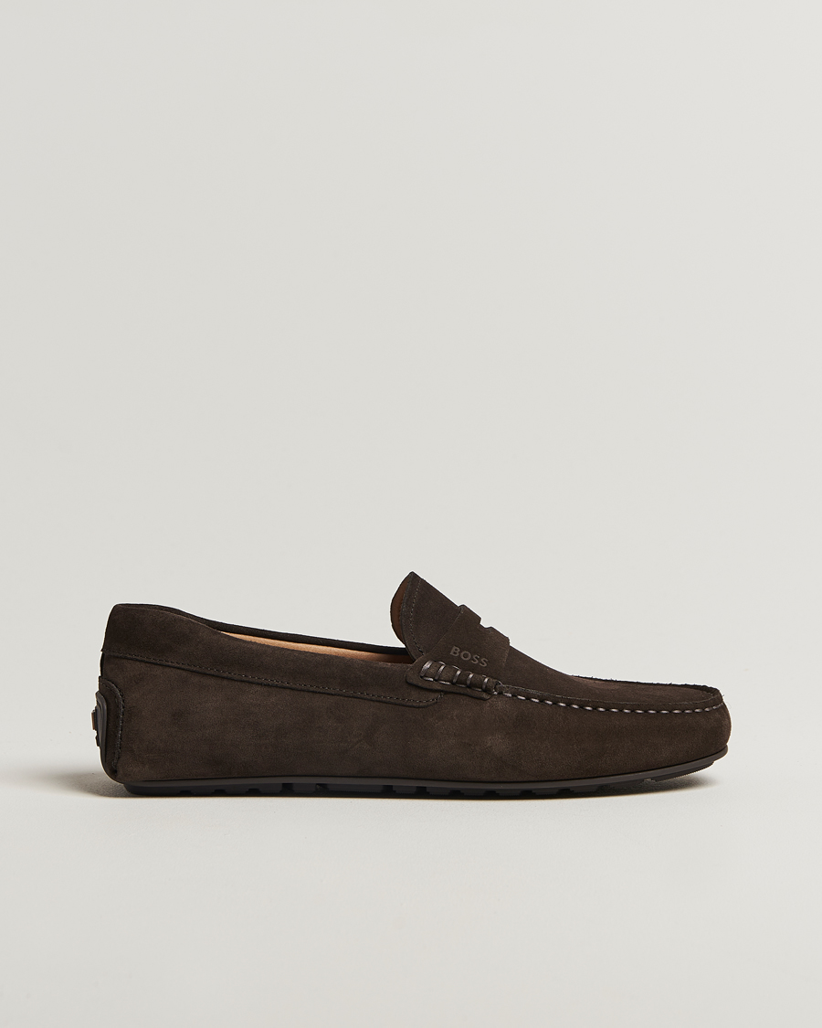 Heren | Instappers | BOSS BLACK | Noel Suede Moccasin Dark Brown
