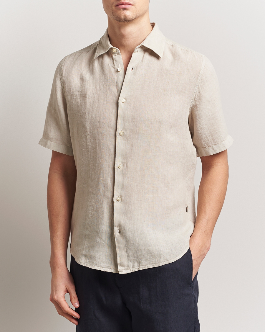 Homme | Chemises | BOSS ORANGE | Rash Linen Short Sleeve Shirt Light Beige