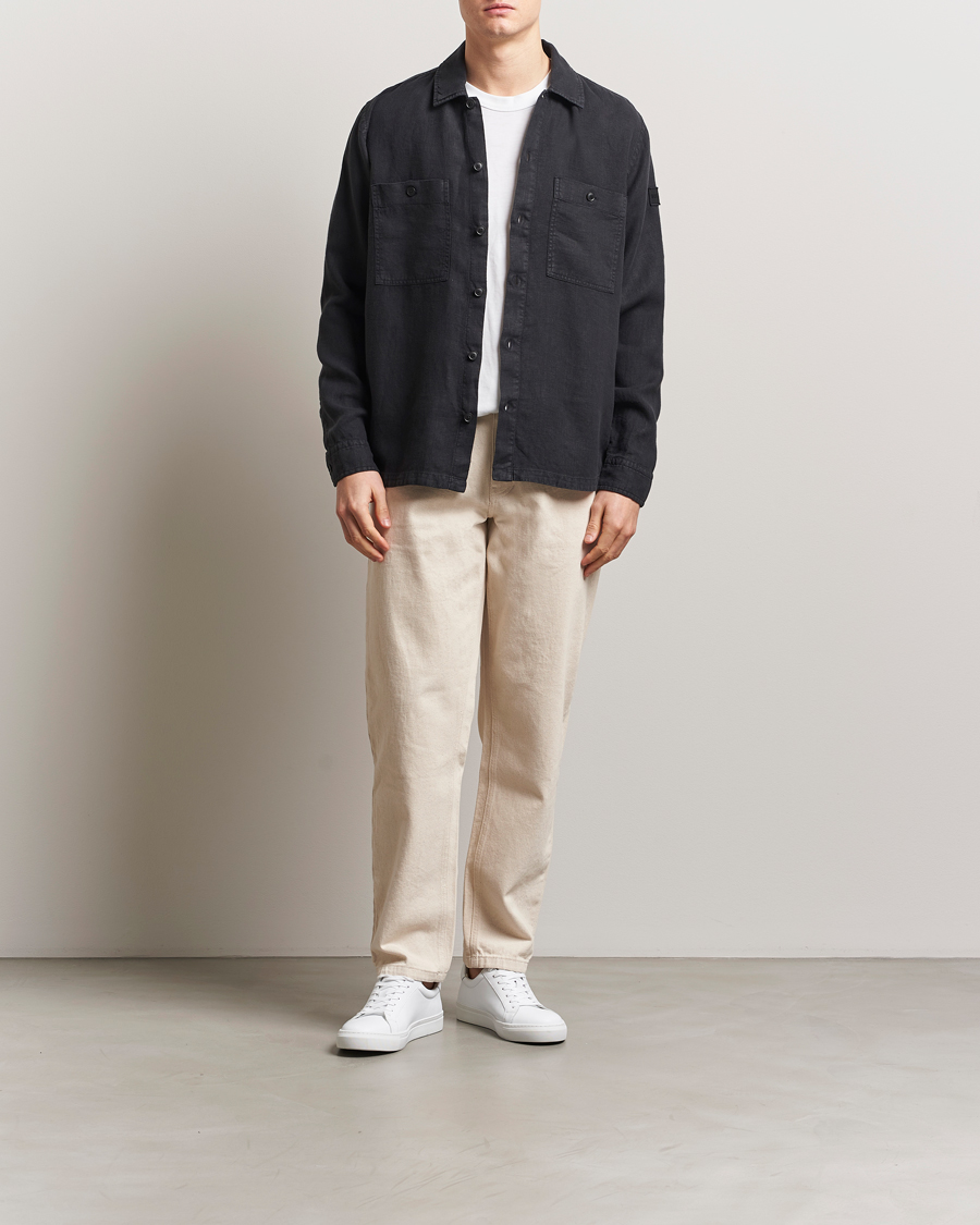 Homme | Chemises | BOSS ORANGE | Locky Linen Overshirt Black
