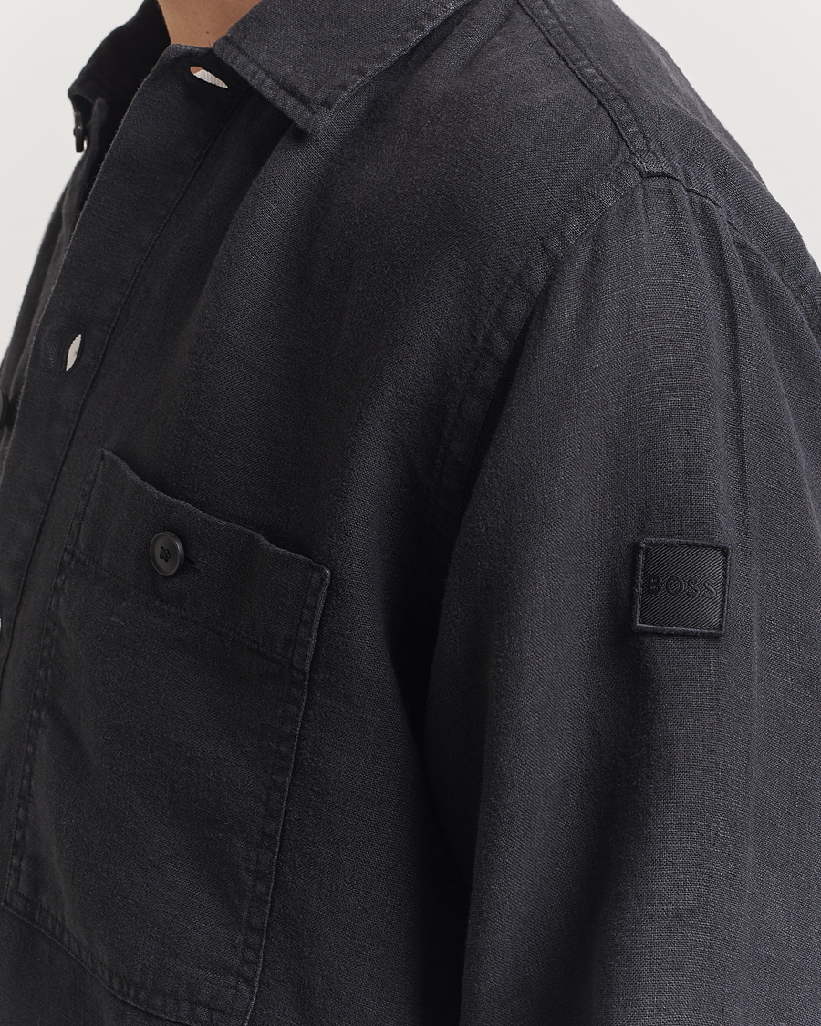 Homme | Chemises | BOSS ORANGE | Locky Linen Overshirt Black