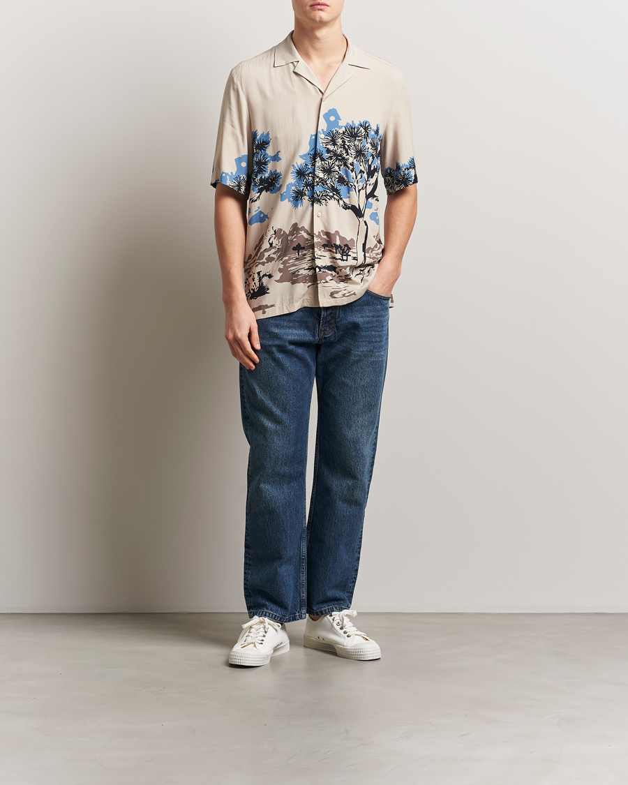 Heren | Overhemden | BOSS ORANGE | Rayer Printed Short Sleeve Shirt Light Beige