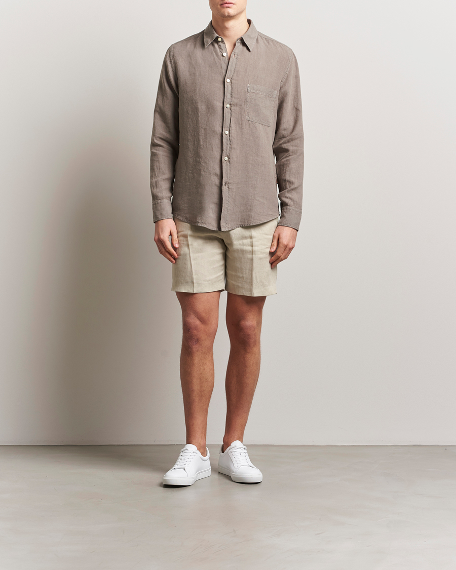 Heren | Overhemden | BOSS ORANGE | Relegant Linen Shirt Open Beige