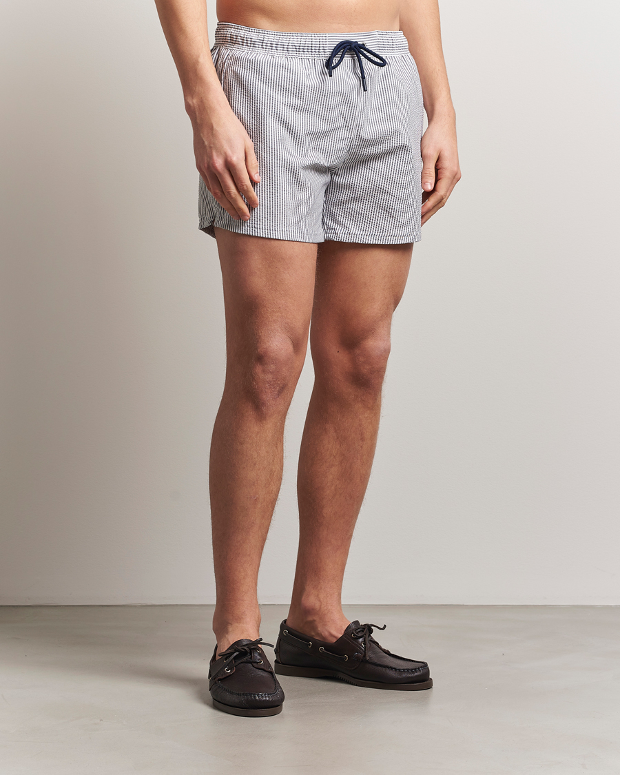 Heren | Zwembroek | BOSS BLACK | Velvetfish Seersucker Swimshorts Navy
